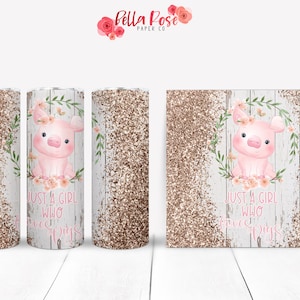Just a Girl Who Loves Pigs 20oz Skinny Tumbler Projekt cyfrowy do sublimacji, Pig Tumbler PNG, Zastosowanie komercyjne, Sublimacja Pig Tumbler