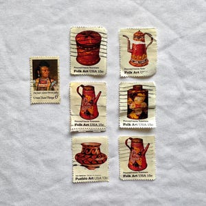 Vintage Set of Folk Art Stamps