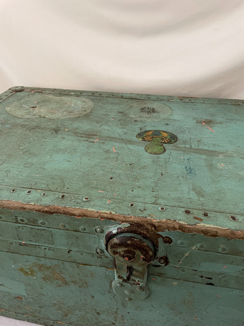 Vintage Weathered Green Suitcase image 4