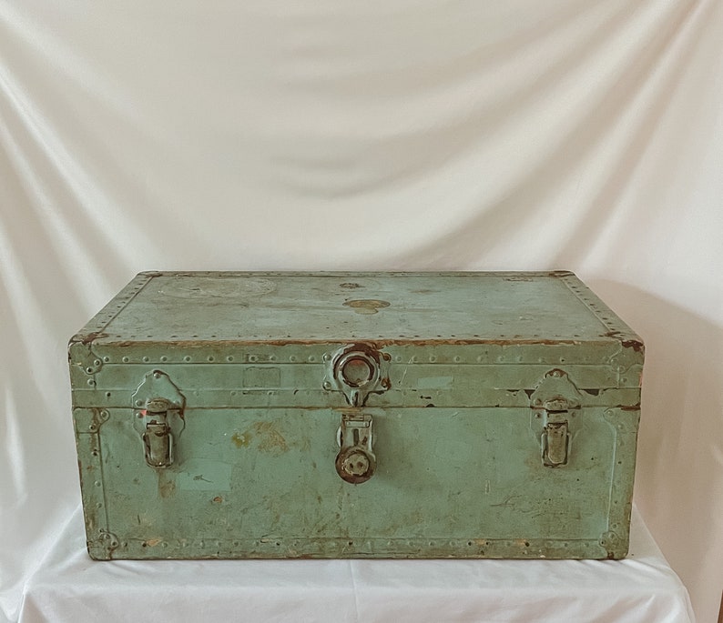 Vintage Weathered Green Suitcase image 5