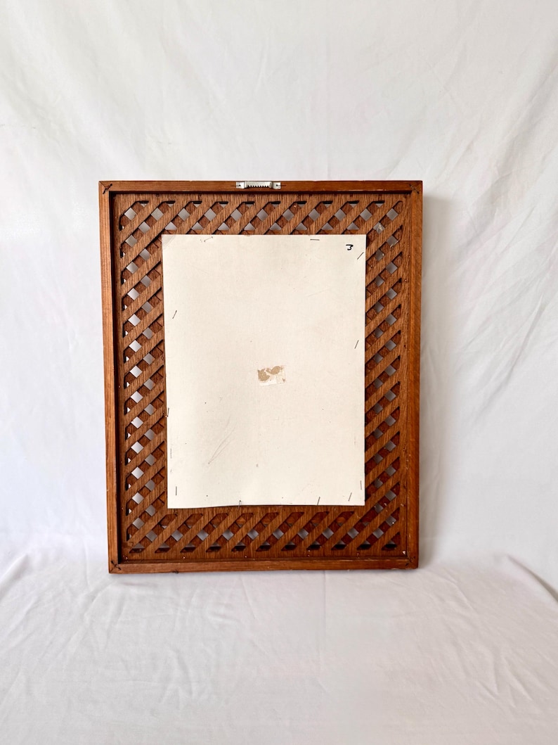 Vintage HOMCO Wood Lattice Frame Floral Print - Etsy