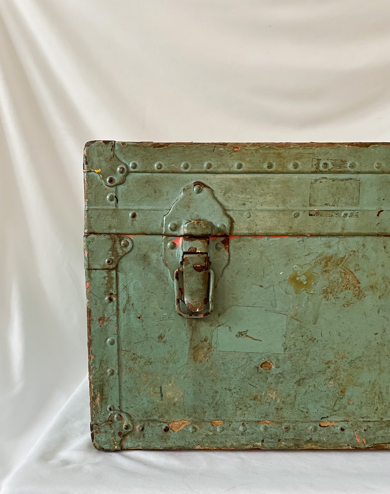 Vintage Weathered Green Suitcase image 1