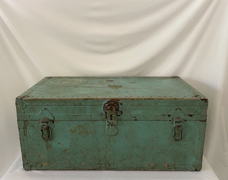 Vintage Weathered Green Suitcase image 3