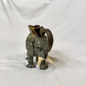 Vintage Cast Iron Pull Tail Elephant Bank With Howdah