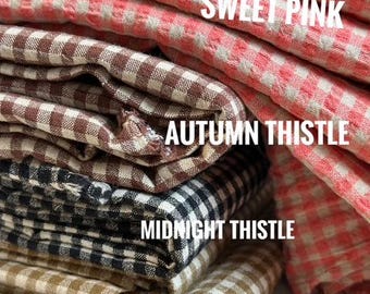 Meadow Gingham Classic Linen-Cotton Blend Fabric for Apparel  Home Décor Vintage Inspired Sewing Projects Modern Fabric For Sewing