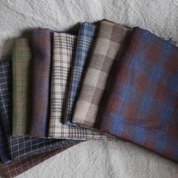 Checked Linen Pattern Checked Linen Fabric - Etsy