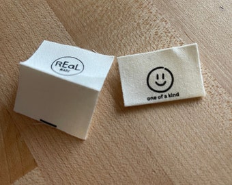 Katoenen innaaibare kledinglabels Gepersonaliseerde stoffen tags voor handgemaakte items Branding kledingstukken, quilts en ambachtelijke projecten Gemaakt in de VS
