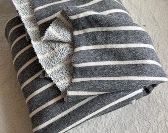 Tejido de felpa francesa a rayas de mezcla de algodón, tejido de bucle grande con rayas gruesas, tejido por media yarda, sudadera con capucha, material de costura para ropa de estar en casa