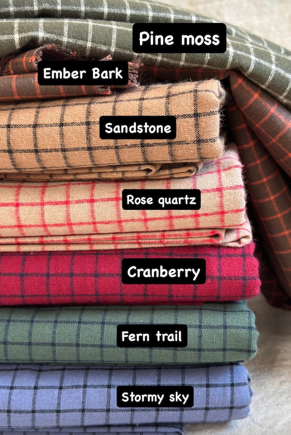 Brushed Cotton Grid Plaid Fabric by the Half Yard Woven Soft Material for Quilting Sewing Apparel Crafts Modern Fabric for Sewing