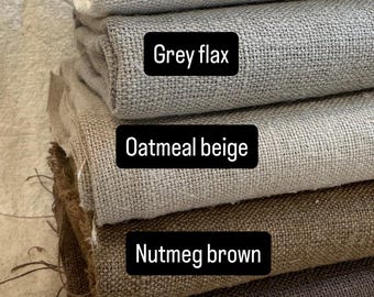 Artisanal Hemp Linen Tweed Fabric by the Half Yard Sustainable Eco Friendly Upholstery Sewing Material Natural Rustic Weave Textile