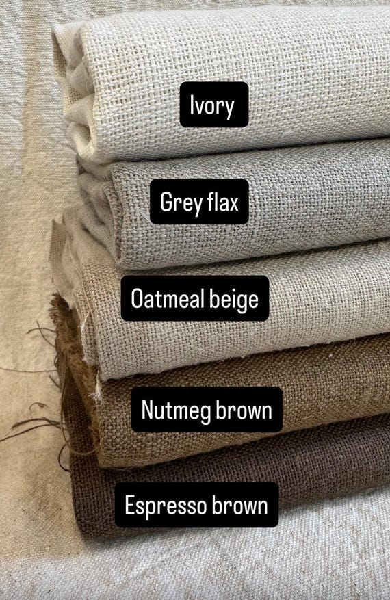 Artisanal Hemp Linen Tweed Fabric by the Half Yard Sustainable Eco Friendly Upholstery Sewing Material Natural Rustic Weave Textile