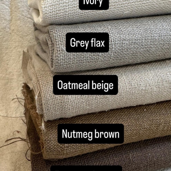 Artisanal Hemp Linen Tweed Fabric by the Half Yard Sustainable Eco Friendly Upholstery Sewing Material Natural Rustic Weave Textile