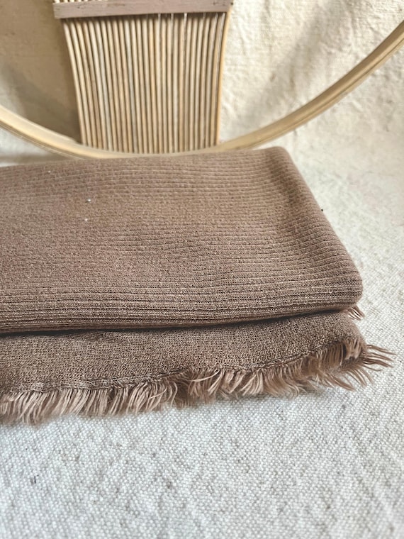 Heavy Cotton Ribbed Sweater Knit Gingerbread Fabric by the Half Yard Cozy Textured Stretch Knit for Sweaters Cardigans
