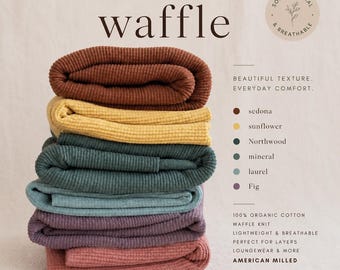 Organic Cotton Waffle Box Thermal Soft, Breathable Eco-Friendly Knit Fabric Sewing Apparel Baby Clothes Loungewear Modern Fabric For Sewing