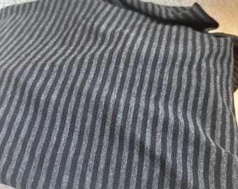 Buttery Soft Bamboo Fabric Black Gray Stripe 12 oz Stretch Knit by the Half Yard Eco-Friendly Midweight Moisture-Wicking