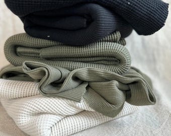 Premium Heavy Cotton Waffle Knit Fabric Thick Textured Thermal Fabric for Sewing Hoodies Sweaters Blankets Sold by Half Yard