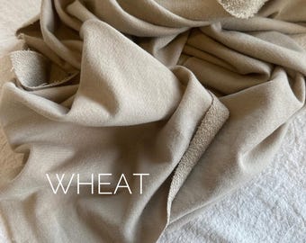 Organic Large Loop American Milled French Terry Wheat Soft Cozy Eco-Friendly Cotton Fabric for Sewing Apparel Loungewear