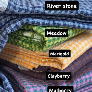 Tiny Gingham Linen Classic Checkered Fabric Soft lightweight linen for Dresses Table Linens Modern Fabric For Sewing