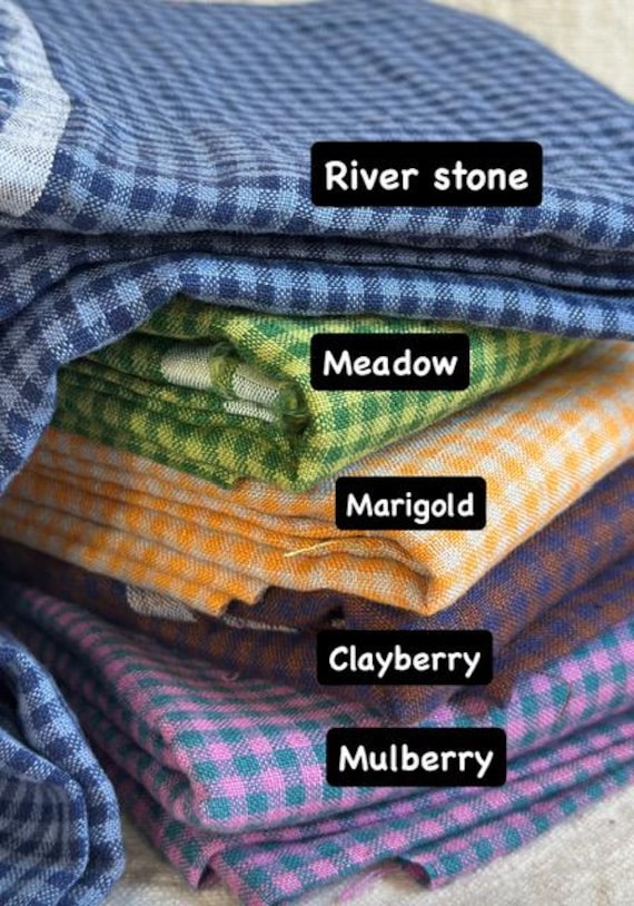 Tiny Gingham Linen Classic Checkered Fabric Soft lightweight linen for Dresses Table Linens Modern Fabric For Sewing