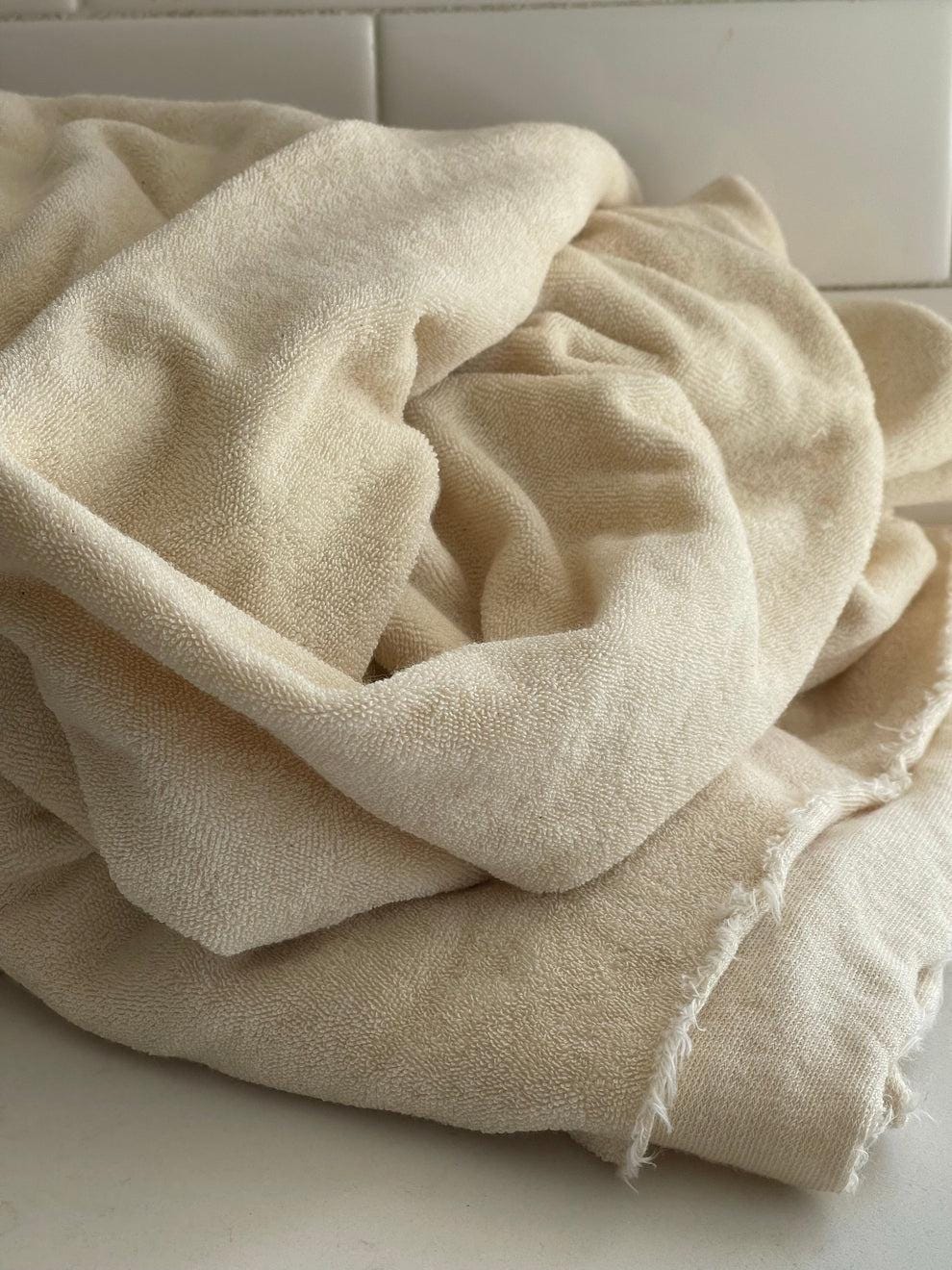 100% Organic Cotton Sponge Knit Terry Oatmeal  Soft Breathable Stretchy Fabric for Apparel Baby Blankets Cozy DIY Sewing