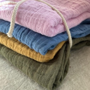 Organic Cotton Gauze Fabric Bundle 4 Yards Lightweight Double Gauze Soft Breathable Baby Blanket Swaddle Clothing Sewing Fabric
