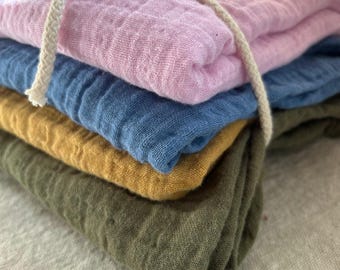 Paquete de tela de gasa de algodón orgánico de 4 yardas, ligera, de doble gasa, suave y transpirable, para manta de bebé, ropa de bebé, tela de costura