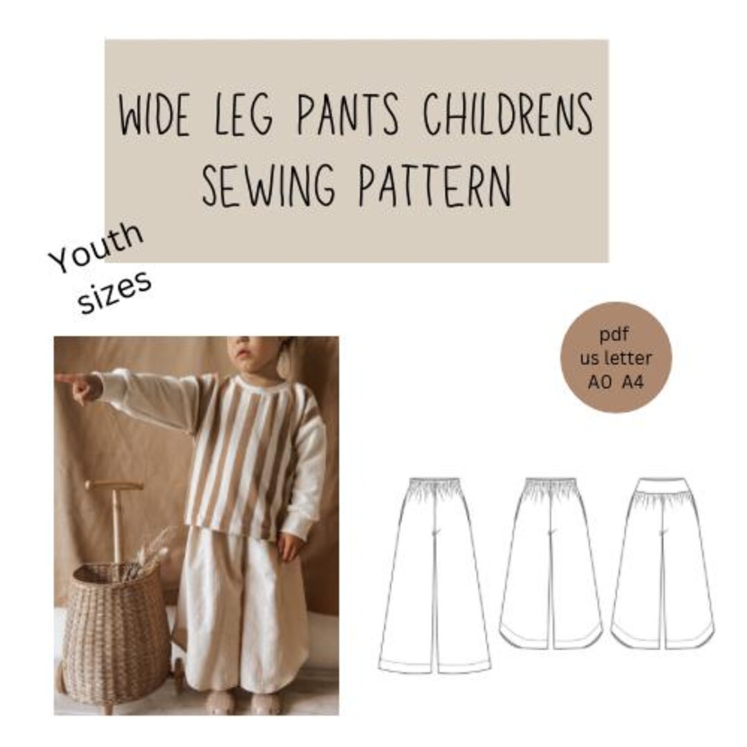 Childrens Wide Leg Sewing Pattern Digital Pdf Projector Sewing Pattern ...