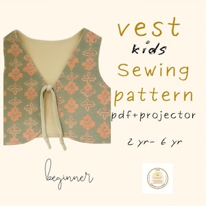 Child Vest Sewing Pattern PDF Download Includes Projector File A0 and Printable Pages for Toddler Baby and Kids Sizes DIY Sewing modern