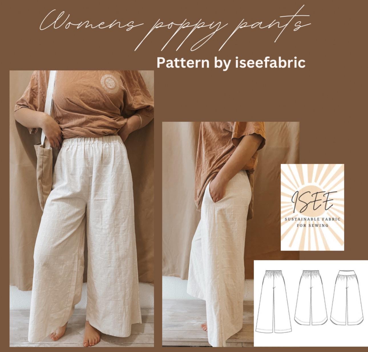 Wide Leg Pants Sewing Pattern PDF | Women’s Easy Pants | Projector ...