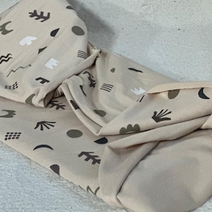 Bamboo/Organic Cotton Blend Jersey Toffee Shapes Print Soft Breathable Eco-Friendly Knit Fabric for Sewing Apparel Loungewear