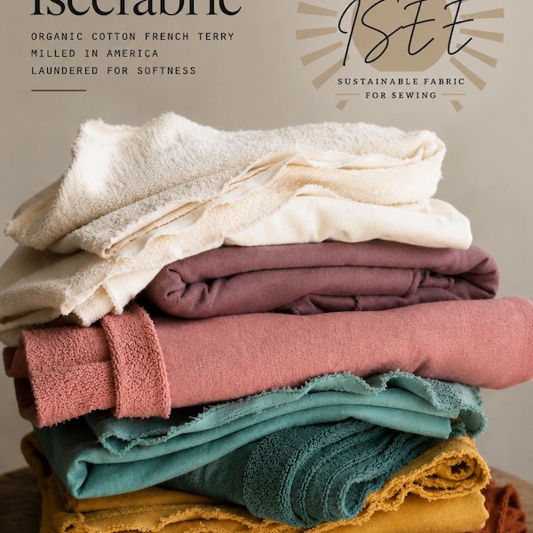 Organic Large Loop American Milled French Terry Soft Cozy, Eco-Friendly Cotton Fabric Perfect for Sewing Apparel  Loungewear