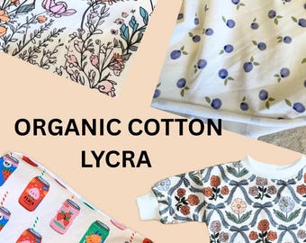 Organic Cotton Lycra Fabric by the Half Yard Soft Knit Eco-Friendly Stretch Material for Apparel Baby Clothes DIY Sewing Projects