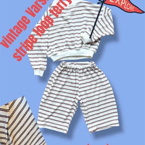 Heavyweight Stripe French Terry 520 GSM Hoodie Fabric 62” Wide Yarn Dyed Loopback Sweatshirt Knit Cocoa Cream