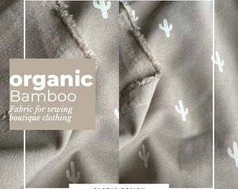 Tkanina do szycia dla niemowląt Tkanina bawełniana organiczna Mieszanka bambusa Wzór południowo-zachodniego kaktusa Materiał na letnie ubrania Mieszanka włókien naturalnych najwyższej jakości