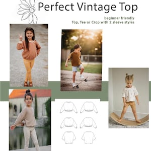 Patrón de costura en PDF para camisetas de caja para niños, ideal para principiantes, de manga larga o corta, o para proyector de camisetas cortas, archivo de carta A4, patrón digital moderno.