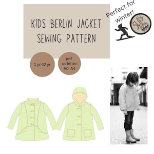 Jacket Pattern for kids PDF Sewing Pattern Digital Download DIY winter coat pattern for classic children British style clothing for sewing