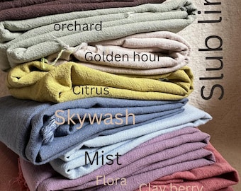 Washed Slub Linen Soft Textured Breathable Fabric for Sewing Apparel Home Décor Modern Dressmaking Projects