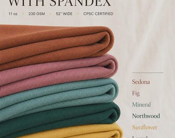 Tejido de punto acanalado de algodón 2x1, suave, elástico y transpirable, ideal para coser prendas, cuellos, puños, prendas acogedoras, proyectos, tejidos modernos.