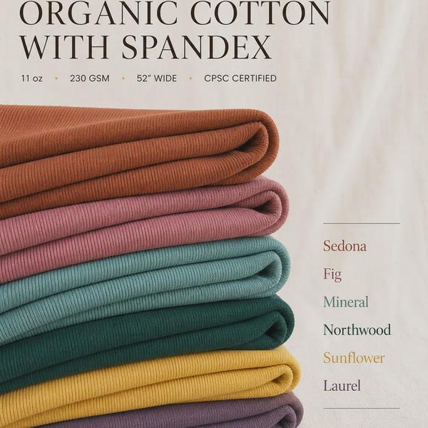 Cotton 2x1 Rib Knit Soft Stretchy Breathable Fabric for Sewing Clothing Neckband  Cuffs Cozy Apparel Projects Modern Fabric