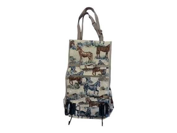 Jade Horse Print Tapestry Rolling Tote Bag