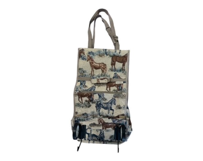 Jade Horse Print Tapestry Rolling Tote Bag