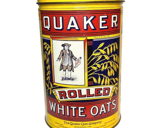Vintage 1984 Quaker Rolled Oats Tin