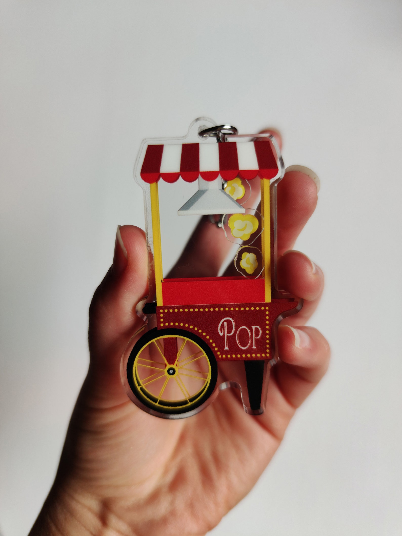 Popcorn Machine Recycled Acrylic Shaker Keychain Keyring | Etsy
