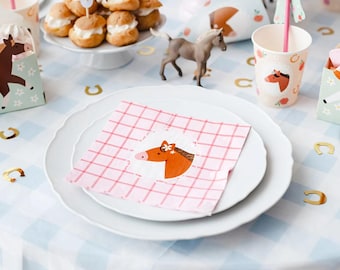 12 Pony Horse Party Paper Napkins, Girls Birthday Party, Horse Tableware, Pony Birthday Partyware, Cowboy Rodeo Paper Napkins Serviettes