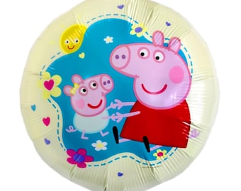 Peppa Pig and Baby Evie Round Foil Balloon - 18 inches, Peppa Pig Foil Balloon, Peppa Pig Party Supplies, Peppa Pig Party Decorations