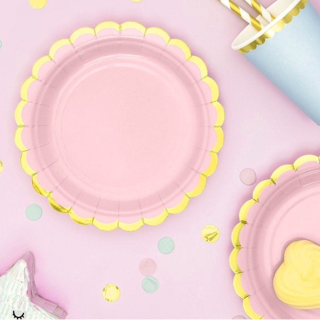 Pastel Pink Paper Plates, Tea Party Plates, Pink Pastel Party Decorations, Pamper Party Plates