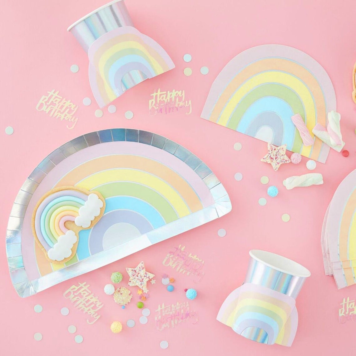 Pastel Rainbow Napkins Pastel & Iridescent Paper Napkins Etsy UK