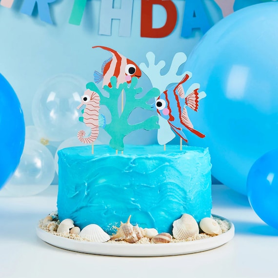 Meerestiere Cake Topper – 3D Deko Für Kuchen & Cupcakes, Ozean Thema Kindergeburtstag