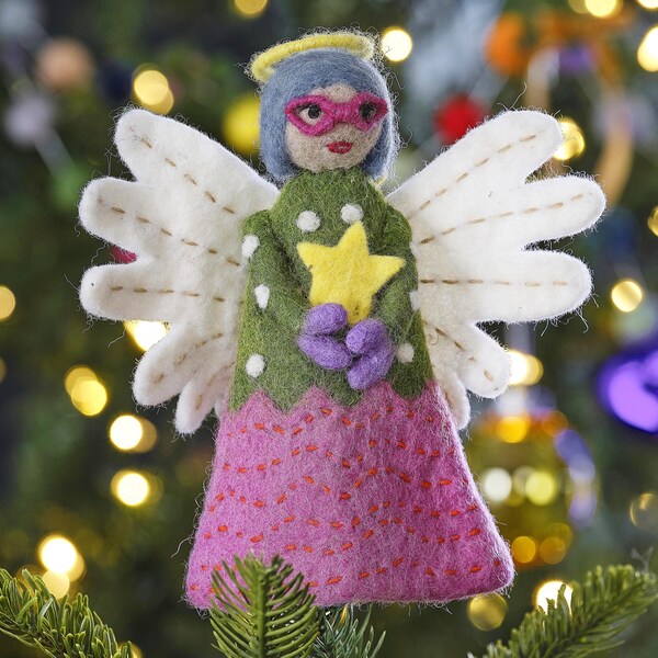 Funky Felt Fairy Godmother Christmas Tree Topper, Felt Fairy Godmother Christmas Tree Topper, Felt Christmas Tree Topper