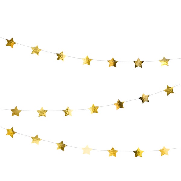 Extra Long Gold Star Garland, Gold Stars Banner, Gold Christmas Decoration, Gold Stars Garland, Gold Birthday Banner, Baby Shower Decoration